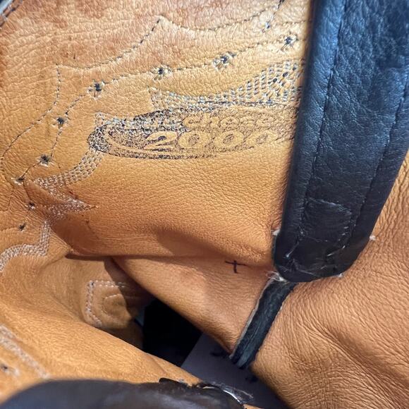 Lucchese 2000 Black Western Cowboy Boots Mens Size 8.5 Round Toe Vintage T008202 - Picture 7 of 11